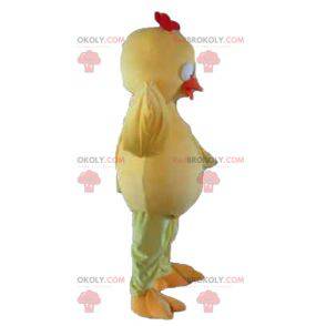 Mascotte de gros poussin jaune et orange dodu et mignon -