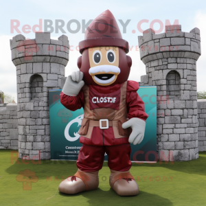 Maroon Irish Castle maskot...