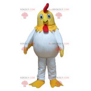 Mascotte de poule de poulet jaune blanc et rouge -