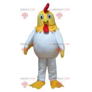 Mascotte de poule de poulet jaune blanc et rouge -