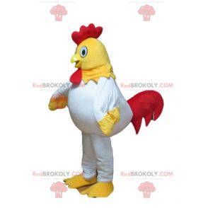 Mascotte de poule de poulet jaune blanc et rouge -