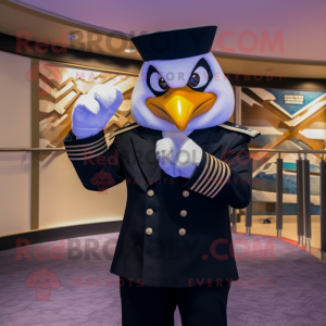 Navy Albatross mascot costume character dressed with a Tuxedo and Headbands