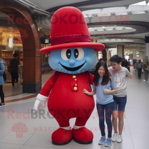 Red Hourglass mascot costume character dressed with a Mom Jeans and Berets