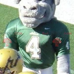 Mascotte di toro bufalo grigio in abbigliamento sportivo -