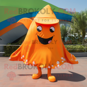Orange Manta Ray mascotte...