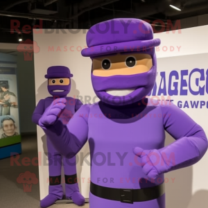 Lavender Gi Joe mascot costume character dressed with a Turtleneck and Hats