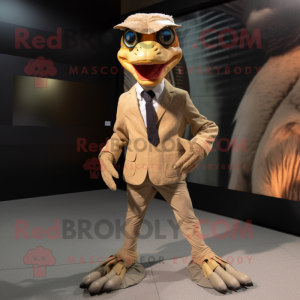 Tan Utahraptor maskot...