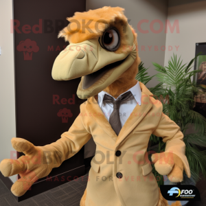 Tan Utahraptor maskot...