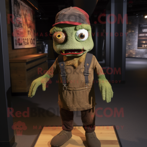 Rust Zombie mascot costume character dressed with a Sheath Dress and Beanies