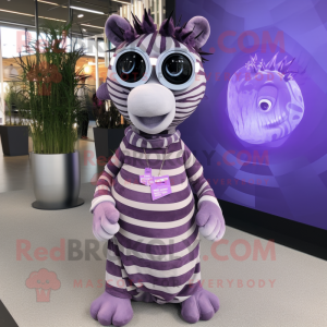 Lila Zebra maskot kostym...