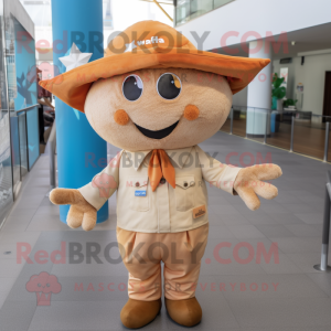 Tan Starfish mascot costume character dressed with a Button-Up Shirt and Shawls