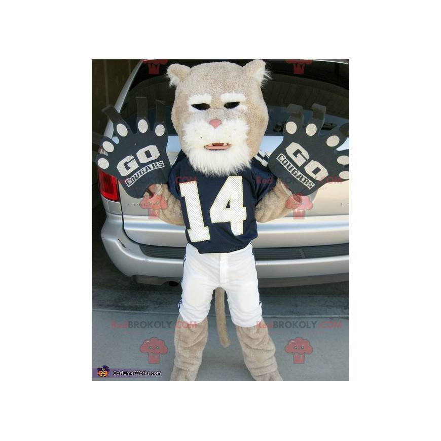 Mascota de tigre beige y blanco en ropa deportiva - Mascota de tigre beige y blanco en ropa deportiva -