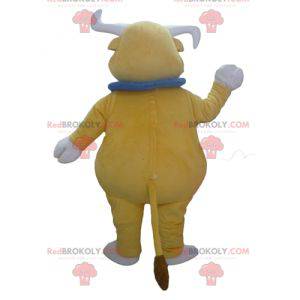 Mascotte de taureau de buffle jaune géant et drôle -