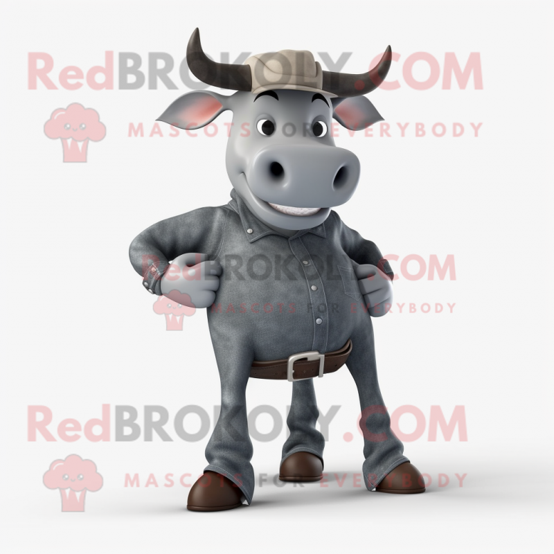 Gray Bull mascot costume character dressed with a Skinny Jeans and Cummerbunds Gray Bull mascot costume character dressed with a Skinny Jeans and Cummerbunds