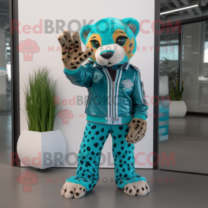 Turquoise Cheetah mascotte...