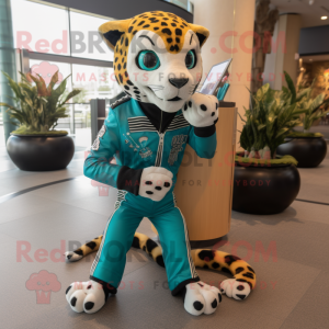 Turquoise Cheetah mascotte...