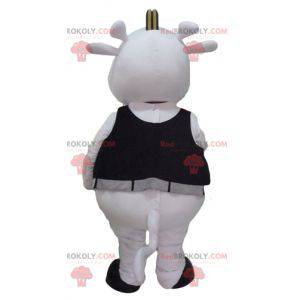 Black and white cow mascot with a yellow guitar - Redbrokoly.com