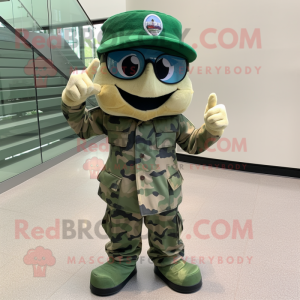 Cyan Green Beret mascot costume character dressed with a Dress Pants and Headbands