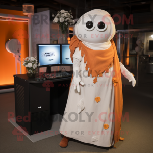 Rust Computer mascot costume character dressed with a Wedding Dress and Scarf clips