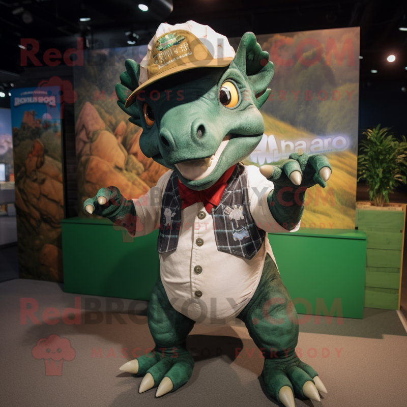 nan Triceratops mascot costume character dressed with a Button-Up Shirt and Caps