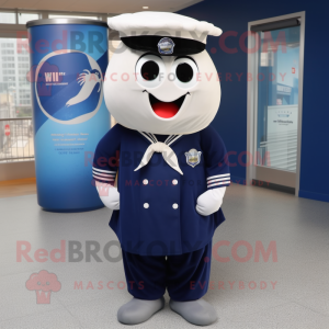 Navy Ray mascot costume character dressed with a Midi Dress and Shoe laces