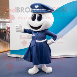 Navy Ray mascot costume character dressed with a Midi Dress and Shoe laces