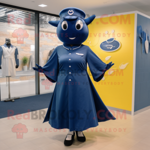 Navy Ray mascot costume character dressed with a Midi Dress and Shoe laces