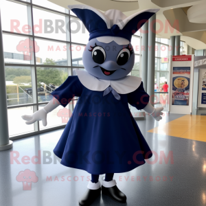 Navy Ray mascot costume character dressed with a Midi Dress and Shoe laces