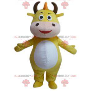 Gul och vit ko tjur maskot - Redbrokoly.com
