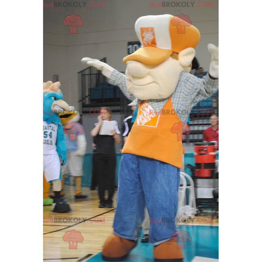 Worker man mascot with a shirt and cap - Redbrokoly.com Worker man mascot with a shirt and cap - Redbrokoly.com