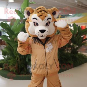 Tan Tiger maskot kostume...