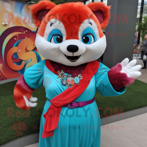 Cyan Red Panda maskot...