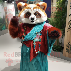 Cyan Red Panda mascotte...