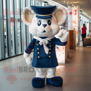 Navy Love Letter mascot costume character dressed with a Playsuit and Bow ties