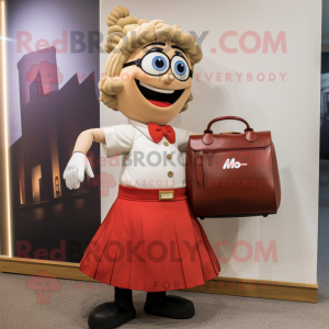 nan Moussaka mascot costume character dressed with a A-Line Skirt and Briefcases