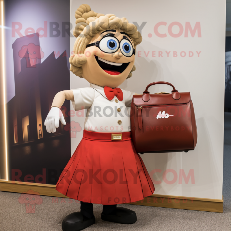 nan Moussaka mascot costume character dressed with a A-Line Skirt and Briefcases nan Moussaka mascot costume character dressed with a A-Line Skirt and Briefcases