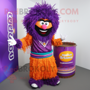 Purple Biryani mascot costume character dressed with a Skirt and Tie pins