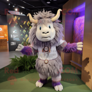 Lavendel Yak maskot kostume...