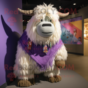 Lavender Yak mascot costume character dressed with a Graphic Tee and Anklets