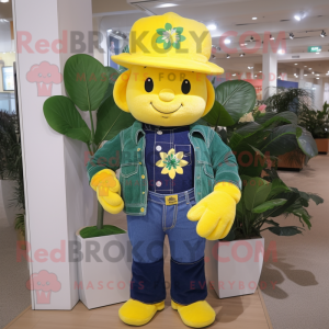 Gul firkløver maskot drakt...