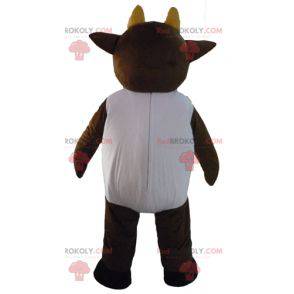 Mascote de vaca marrom e branca fofa e tocante - Redbrokoly.com