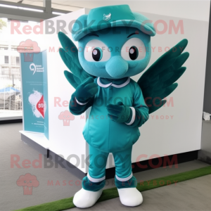 Blågrønn Cupid maskot drakt...