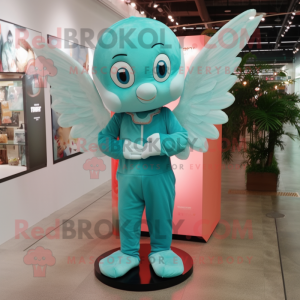 Blågrønn Cupid maskot drakt...