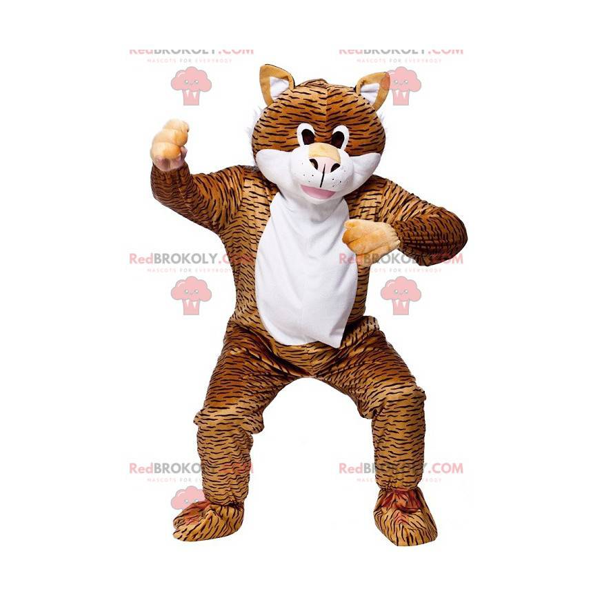 Bílý černý a oranžový mourovatá kočka maskot - Redbrokoly.com Bílý černý a oranžový mourovatá kočka maskot - Redbrokoly.com