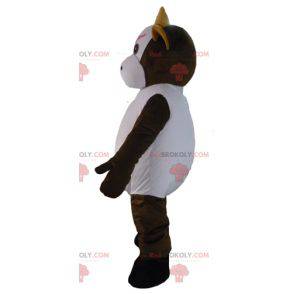 Cute and touching brown and white cow mascot - Redbrokoly.com