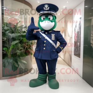 Forest Green Navy Soldier mascot costume character dressed with a Suit Pants and Ties