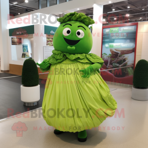 Lime Green Corned Beef And Cabbage mascot costume character dressed with a Wrap Skirt and Bracelet watches