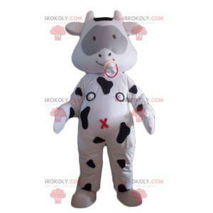 Mascot white and black cow with a pacifier - Redbrokoly.com