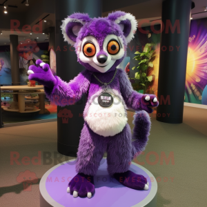 Lilla Lemur maskot kostume...