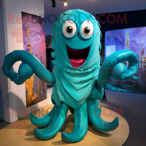 Turquoise Kraken mascotte...